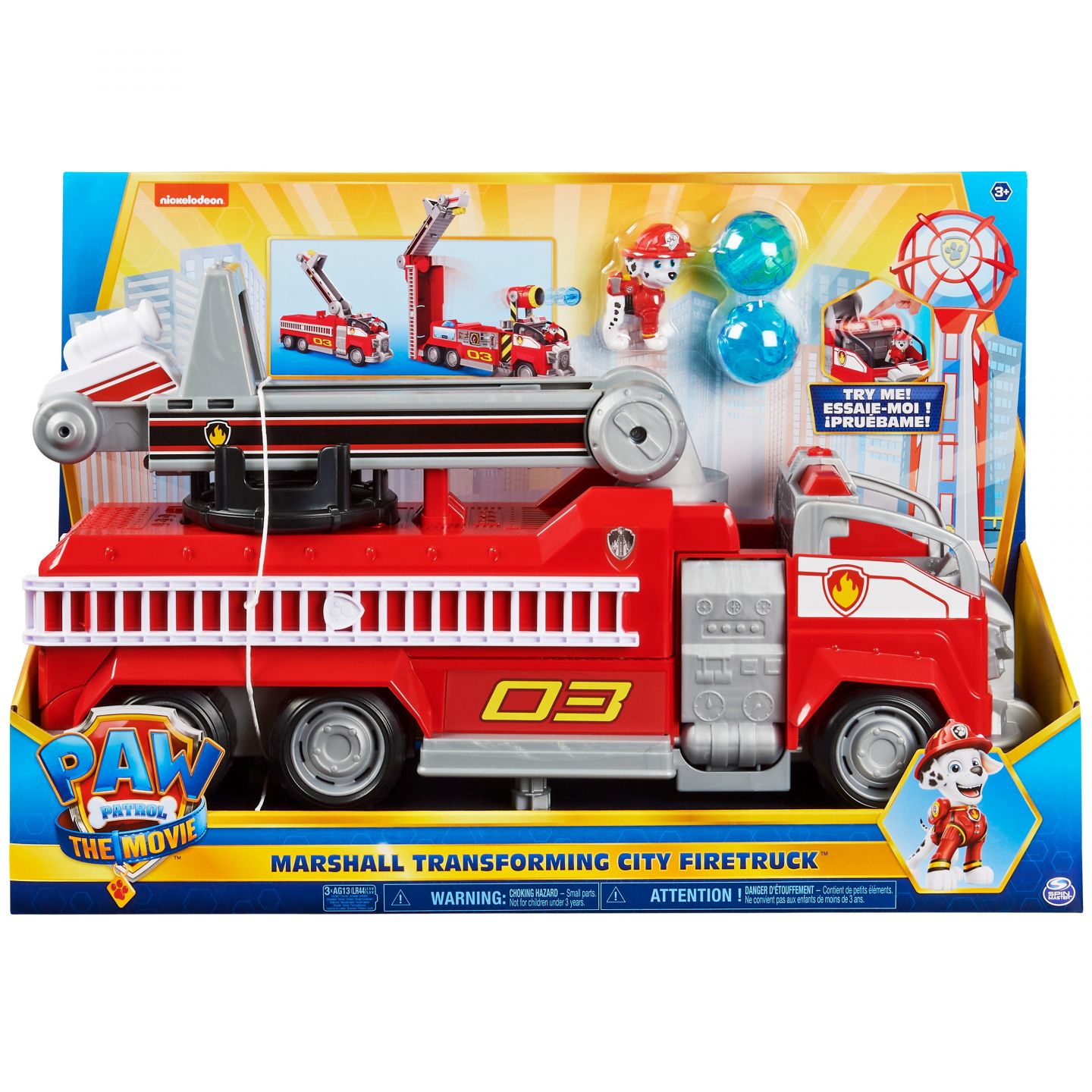 PAW Patrol De Film - Marshall Transformerende Brandweerwagen met uitschuifbare ladder - licht en geluid en verzamelfiguur PAW Patrol De Film - Marshall Transformerende Brandweerwagen met uitschuifbare ladder - licht en geluid en verzamelfiguur