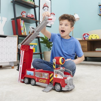 PAW Patrol De Film - Marshall Transformerende Brandweerwagen met uitschuifbare ladder - licht en geluid en verzamelfiguur PAW Patrol De Film - Marshall Transformerende Brandweerwagen met uitschuifbare ladder - licht en geluid en verzamelfiguur
